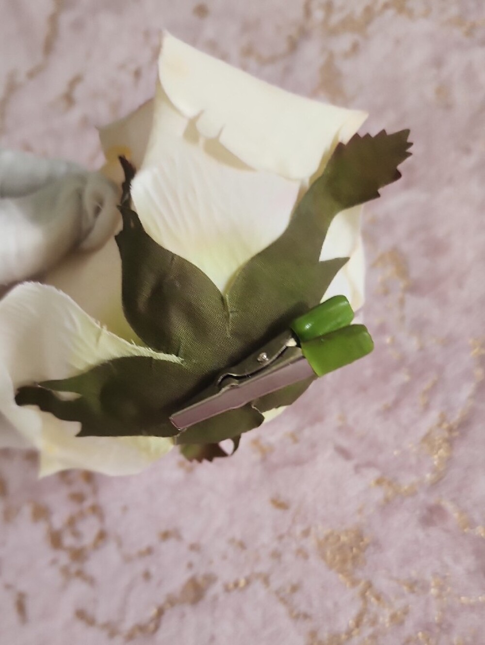 HAIR CLIP | Ivory Artificial Rose Hair Clip - Picture 4 of 15